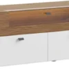 Casa Padrino TV Schrank Braun / Weiß 125 x 48 x H. 55 cm - Beleuchteter Massivholz Fernsehschrank mit Schubladen - Moderne Wohnzimmer Möbel