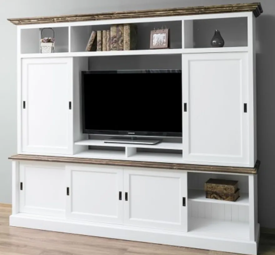 Casa Padrino TV Schrank im Landhausstil mit 6 Schiebetüren, 254 x 46 x 210 cm