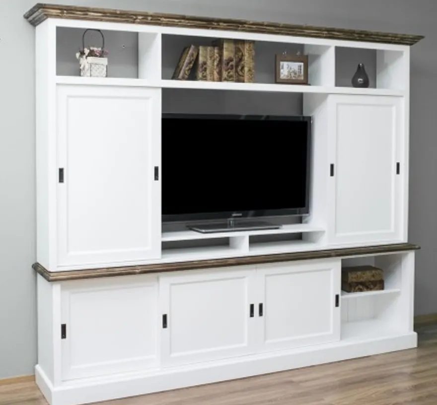 Casa Padrino TV Schrank im Landhausstil mit 6 Schiebetüren, 254 x 46 x 210 cm