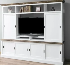 Casa Padrino TV Schrank im Landhausstil mit 6 Schiebetüren, 254 x 46 x 210 cm