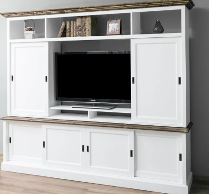 Casa Padrino TV Schrank im Landhausstil mit 6 Schiebetüren, 254 x 46 x 210 cm