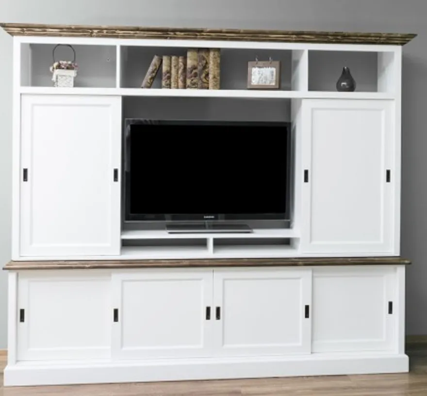 Casa Padrino TV Schrank im Landhausstil mit 6 Schiebetüren, 254 x 46 x 210 cm