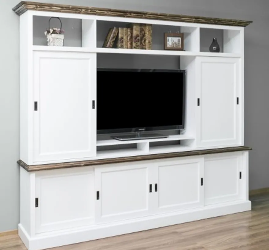 Casa Padrino TV Schrank im Landhausstil mit 6 Schiebetüren, 254 x 46 x 210 cm