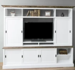 Casa Padrino TV Schrank im Landhausstil mit 6 Schiebetüren, 254 x 46 x 210 cm