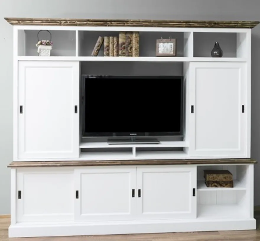 Casa Padrino TV Schrank im Landhausstil mit 6 Schiebetüren, 254 x 46 x 210 cm