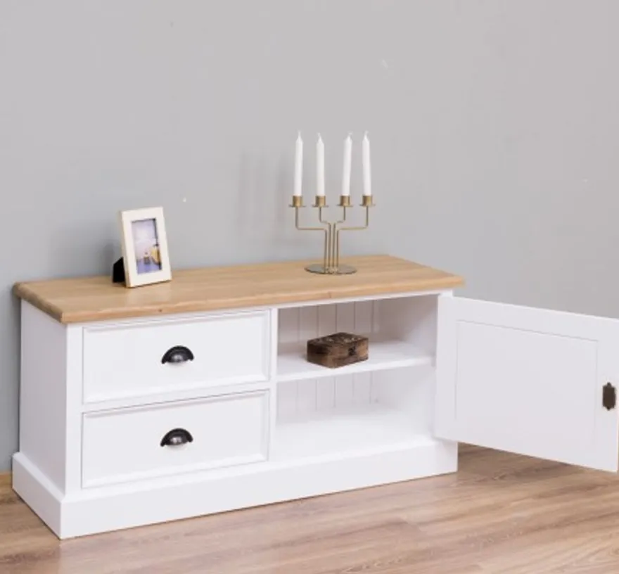 Casa Padrino TV Schrank im Landhausstil mit 1 Tür und 2 Schubladen, 120 x 40 x 57 cm
