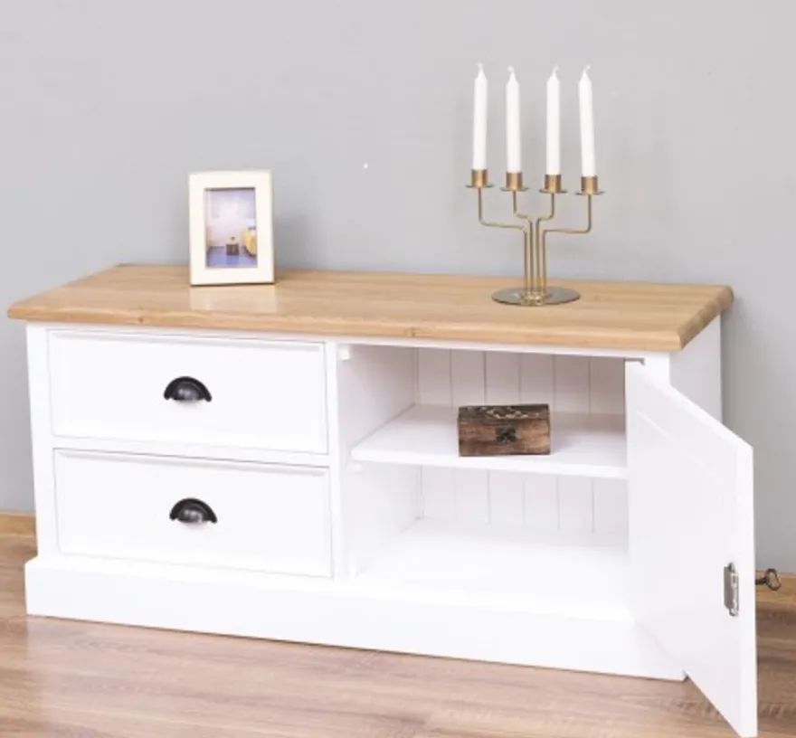 Casa Padrino TV Schrank im Landhausstil mit 1 Tür und 2 Schubladen, 120 x 40 x 57 cm