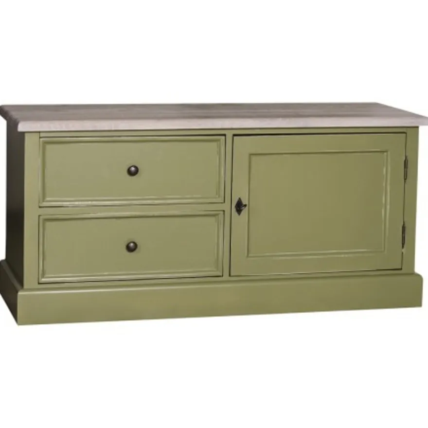 Casa Padrino TV Schrank im Landhausstil mit 1 Tür und 2 Schubladen, 120 x 40 x 57 cm