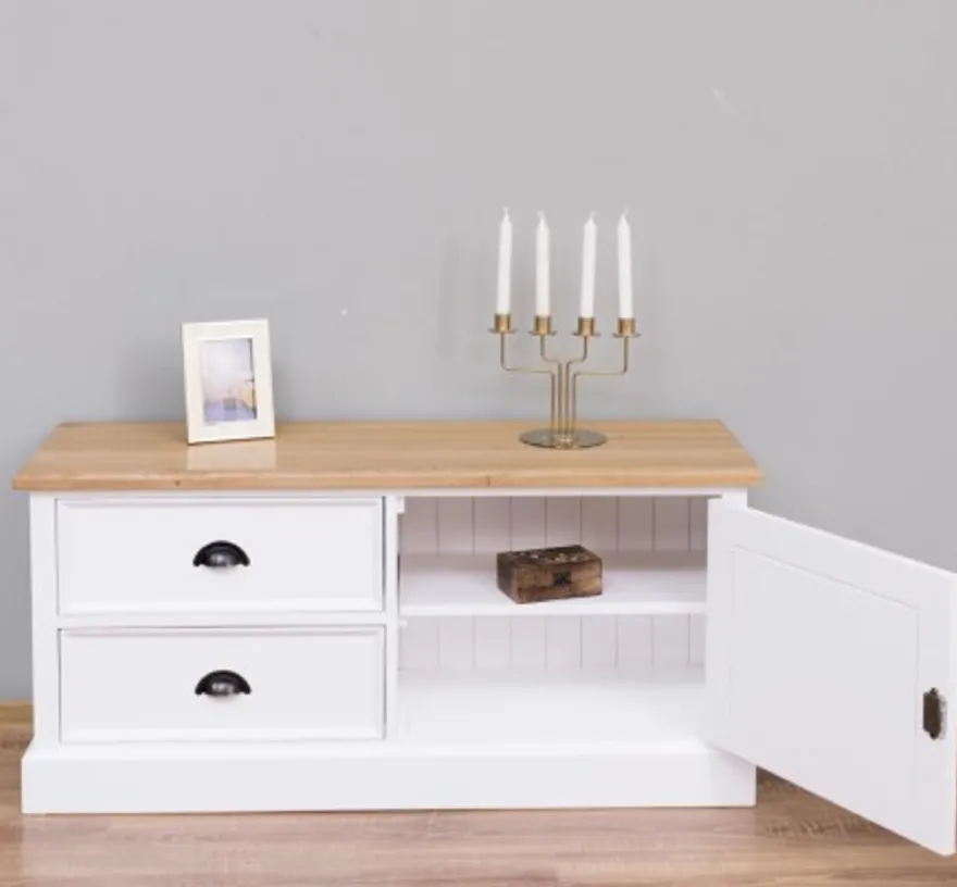 Casa Padrino TV Schrank im Landhausstil mit 1 Tür und 2 Schubladen, 120 x 40 x 57 cm