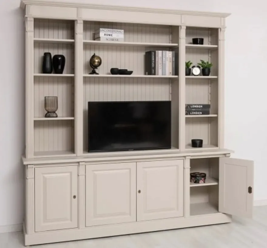Casa Padrino TV Schrank im Landhausstil Creme Waterloo, 223 x 51 x 228 cm