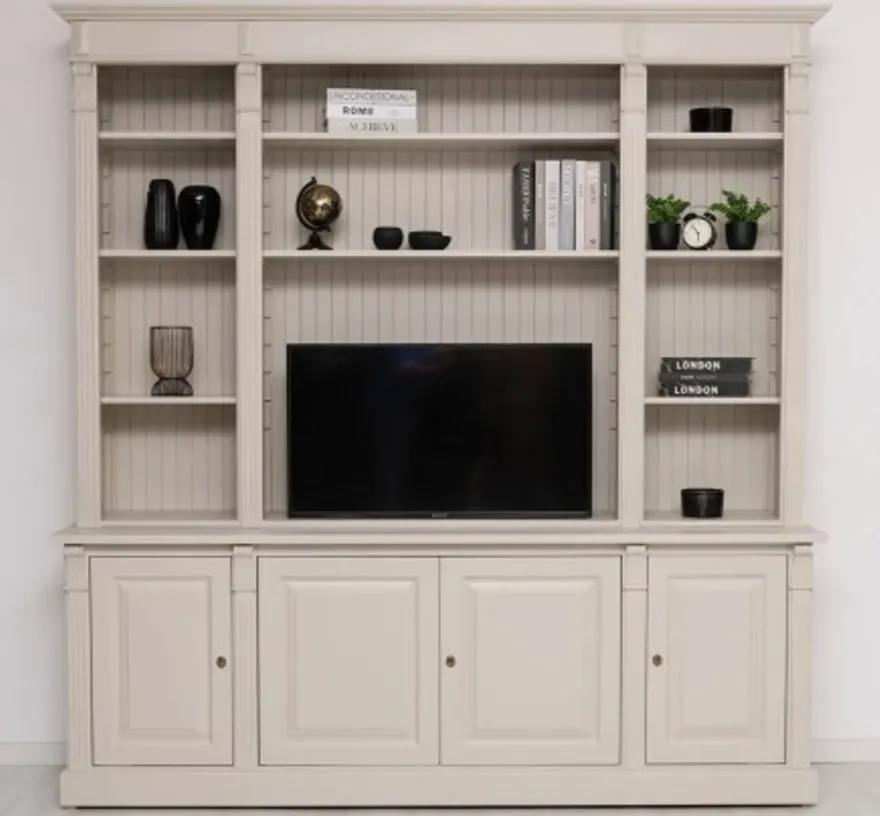 Casa Padrino TV Schrank im Landhausstil Creme Waterloo, 223 x 51 x 228 cm