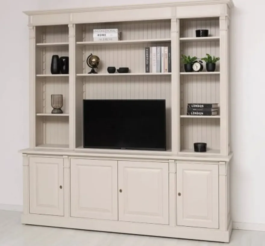 Casa Padrino TV Schrank im Landhausstil Creme Waterloo, 223 x 51 x 228 cm