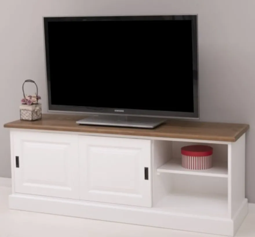 Casa Padrino TV Schrank im Landhausstil mit 2 Schiebetüren, 160 x 46 x 60 cm