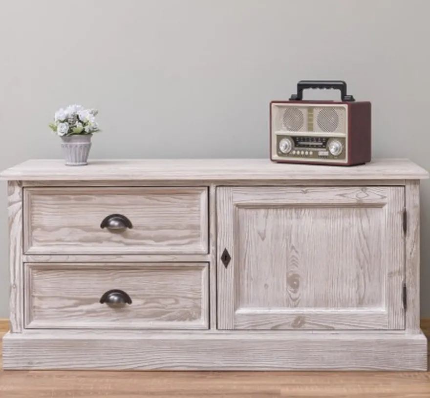 Casa Padrino TV Schrank im Landhausstil mit 1 Tür und 2 Schubladen, 120 x 40 x 57 cm