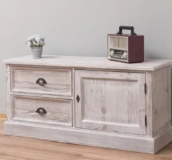 Casa Padrino TV Schrank im Landhausstil mit 1 Tür und 2 Schubladen, 120 x 40 x 57 cm