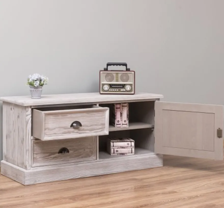 Casa Padrino TV Schrank im Landhausstil mit 1 Tür und 2 Schubladen, 120 x 40 x 57 cm