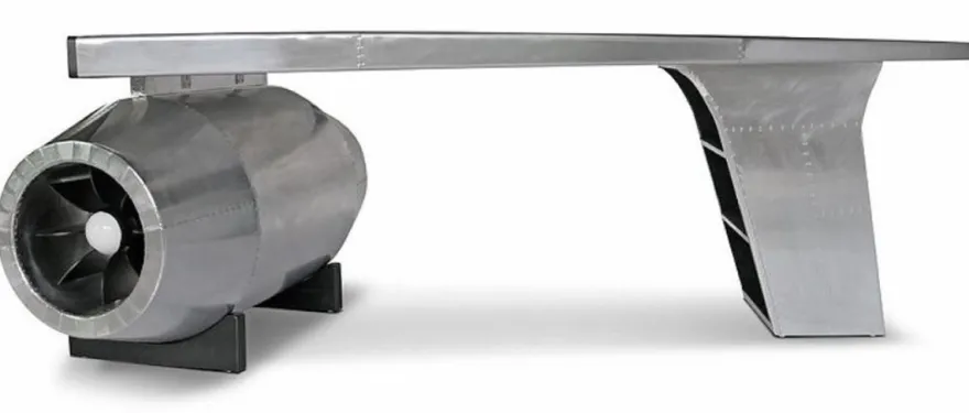 Casa Padrino Vintage Flieger Schreibtisch Silber 230 x 120 x H. 80 cm - Aluminium Flugzeug Design Bürotisch - Aluminium Flugzeug Büro Möbel