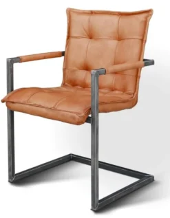 Casa Padrino Vintage Industrial Echtleder Armlehn Stuhl - ALLE FARBEN - Luxus Sessel Industrie Armlehner Design Möbel Büffelleder