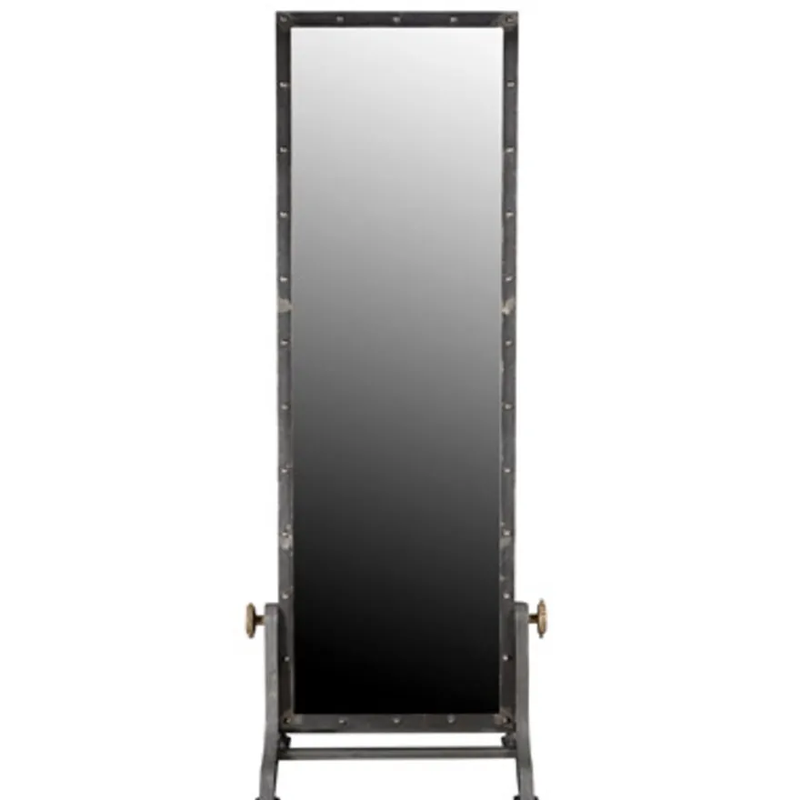 Casa Padrino Vintage Industrial Standspiegel Aluminium schwenkbar 194 cm - Möbel Metall Spiegel