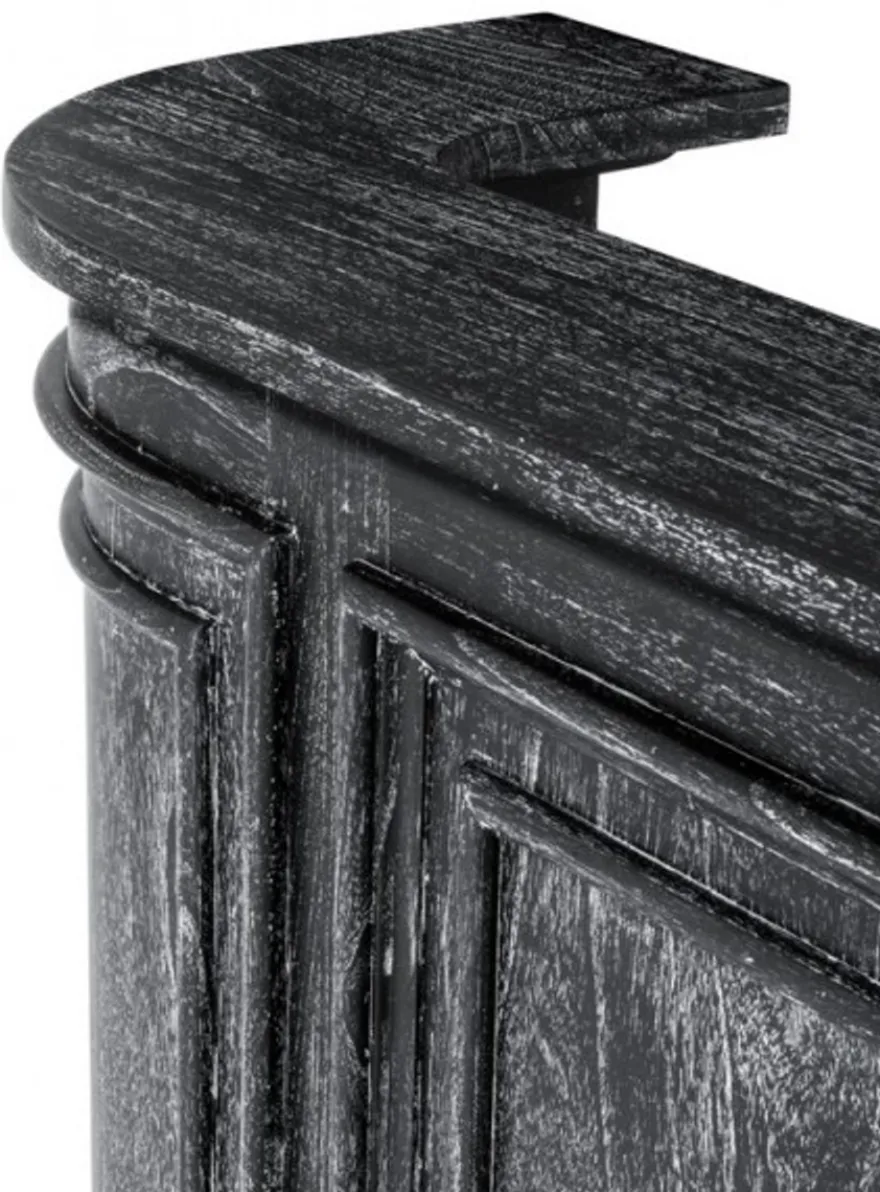 Casa Padrino Vintage Look Theken Schrank 190 cm - Ladentheke aus Massivholz in Schwarz Washed Antik Stil
