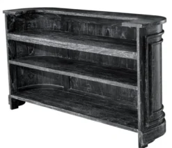 Casa Padrino Vintage Look Theken Schrank 190 cm - Ladentheke aus Massivholz in Schwarz Washed Antik Stil