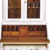 Casa Padrino Vintage Sekretär Schrank Antik Stil Weiß / Holzfarben H 210 x B 110 cm - Shabby Chic Vitrine Regal