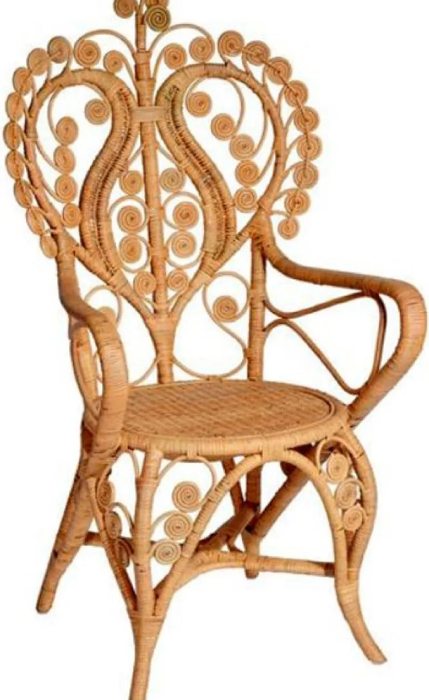 Casa Padrino Vintage Stil Hotel Garten Rattan Esszimmer Stuhl 6er Set mit Armlehnen Naturfarben H. 95 cm