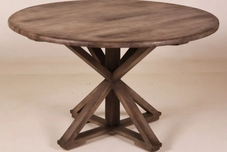 Casa Padrino Vintage Teak Esstisch Landhausstil Rund Vintage Rustic Grey Durchmesser 130 cm