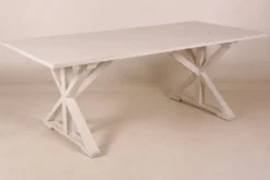 Casa Padrino Vintage Teak Esstisch Antik Stil Weiß 170 x 95 x 78 cm - Massivholz Landhaus Tisch