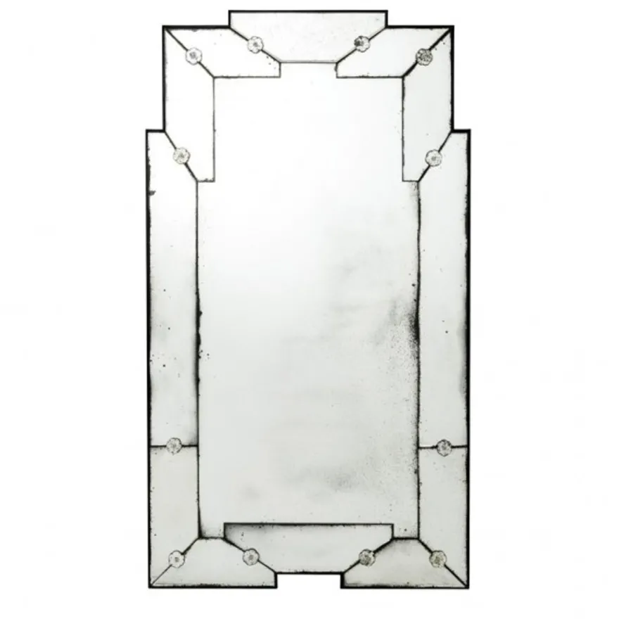 Casa Padrino Vintage Wandspiegel im Antik Stil aus Glas und Holz, 80 x 140 cm - Art Deco Spiegel für Hotel und Gastronomie