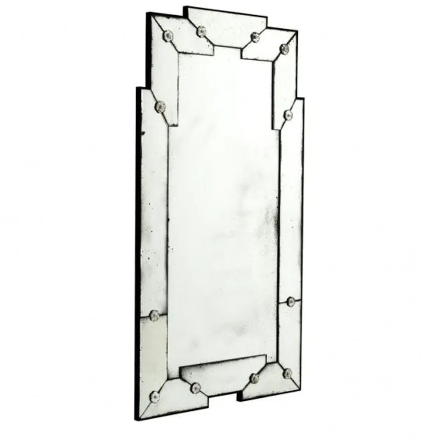 Casa Padrino Vintage Wandspiegel im Antik Stil aus Glas und Holz, 80 x 140 cm - Art Deco Spiegel für Hotel und Gastronomie
