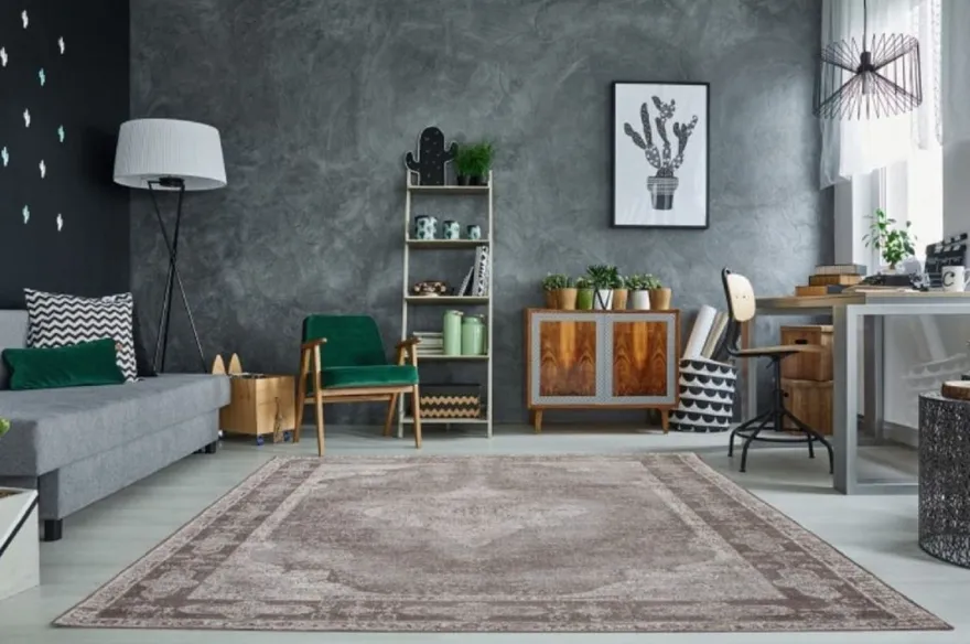 Casa Padrino Vintage Wohnzimmer Teppich Hellgrau 160 x 240 cm - Rechteckiger Baumwoll Teppich - Wohnzimmer Deko Accessoires