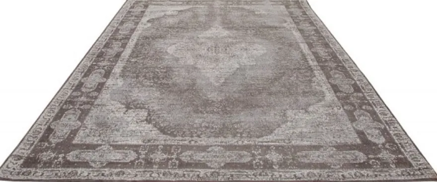 Casa Padrino Vintage Wohnzimmer Teppich Hellgrau 160 x 240 cm - Rechteckiger Baumwoll Teppich - Wohnzimmer Deko Accessoires