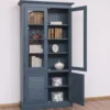 Casa Padrino Vitrine im Landhausstil mit 2 Glastüren, 110 x 39 x 210 cm
