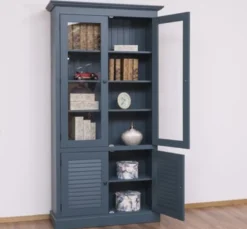 Casa Padrino Vitrine im Landhausstil mit 2 Glastüren, 110 x 39 x 210 cm