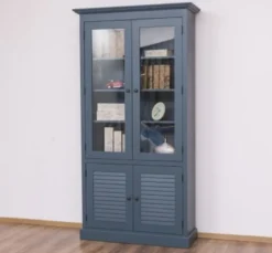 Casa Padrino Vitrine im Landhausstil mit 2 Glastüren, 110 x 39 x 210 cm