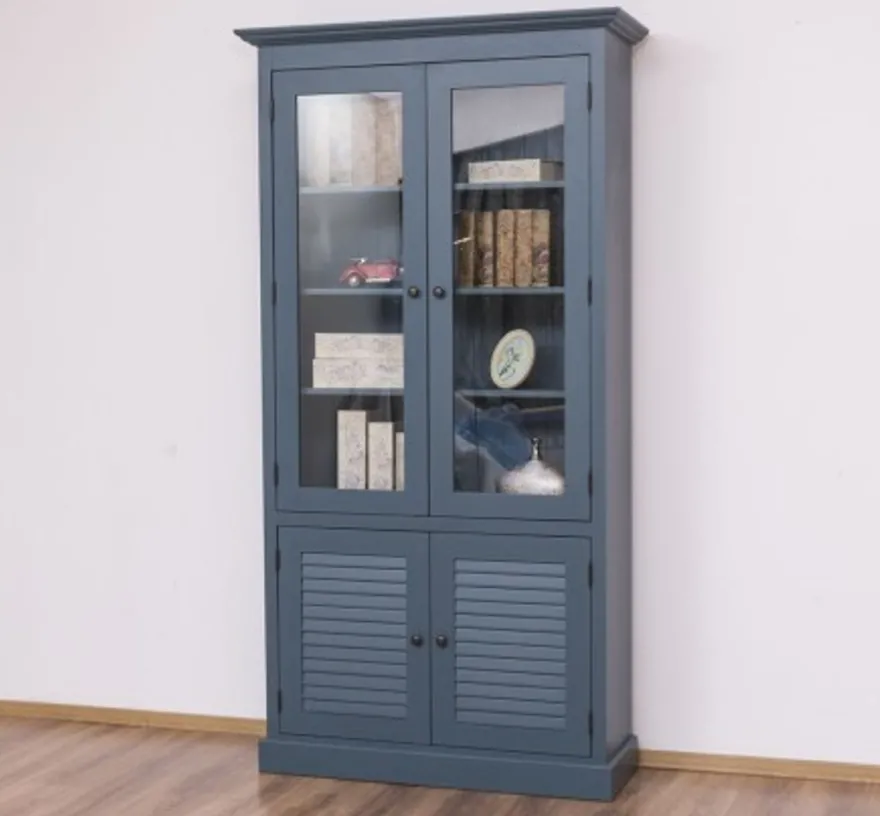 Casa Padrino Vitrine im Landhausstil mit 2 Glastüren, 110 x 39 x 210 cm