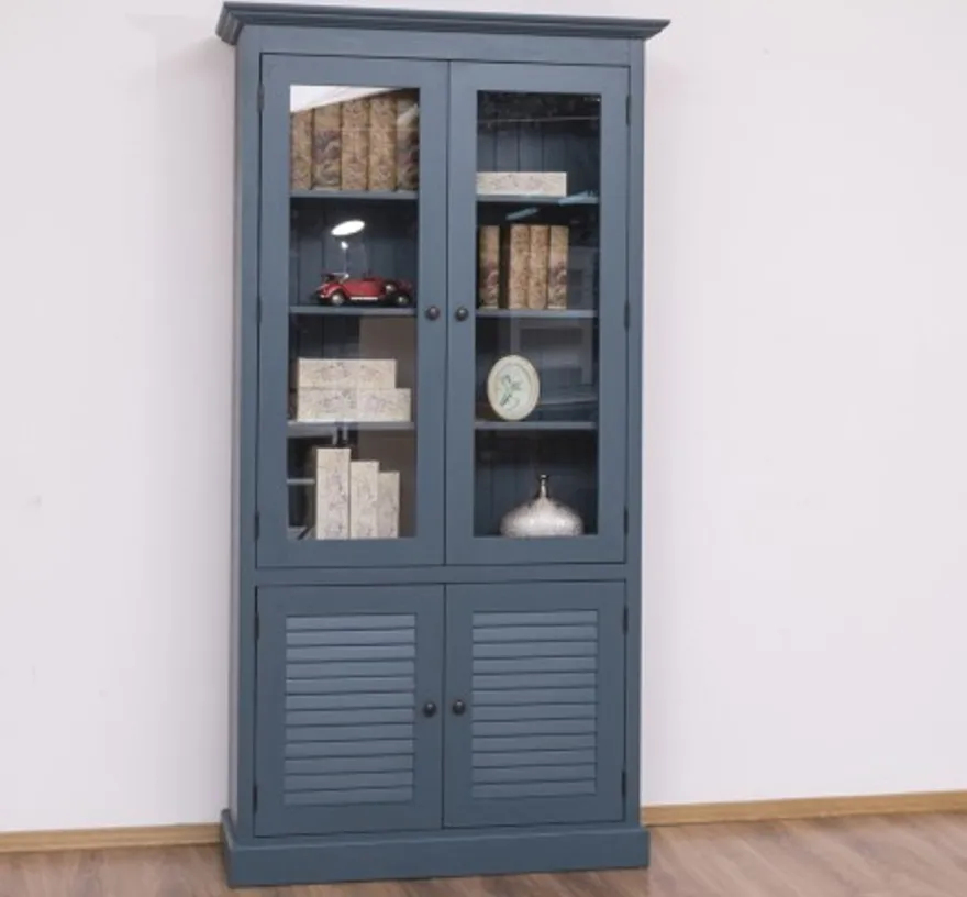 Casa Padrino Vitrine im Landhausstil mit 2 Glastüren, 110 x 39 x 210 cm