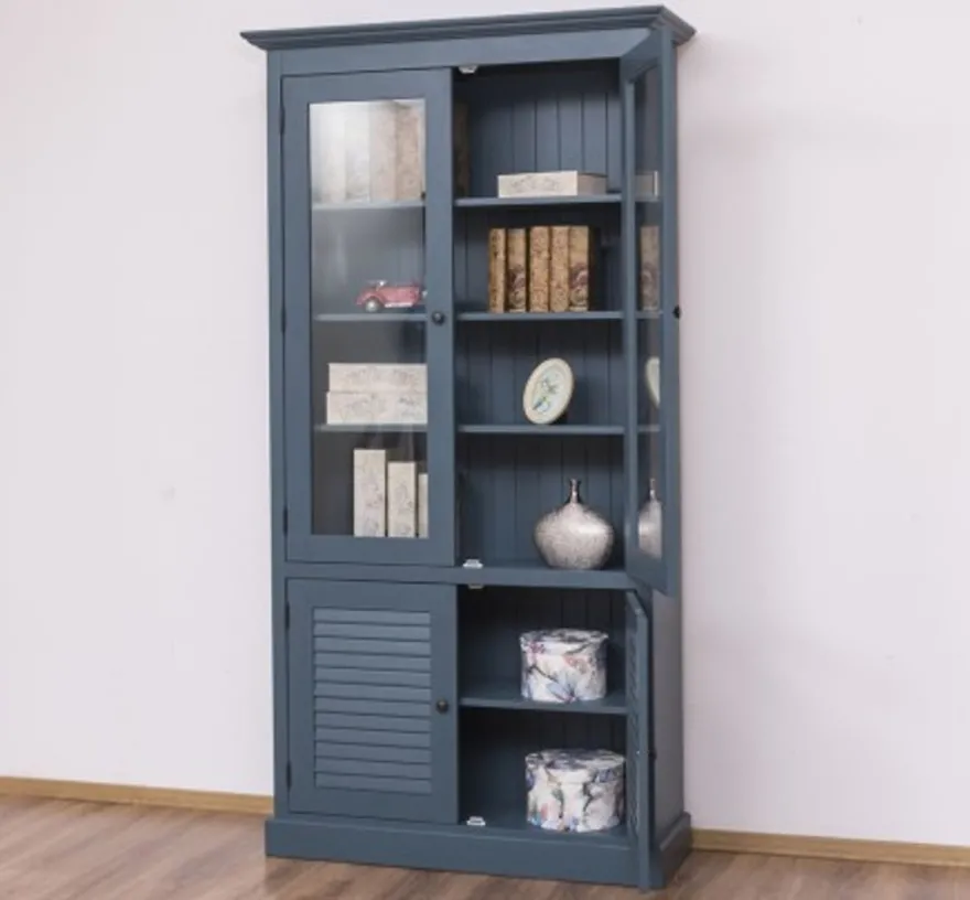 Casa Padrino Vitrine im Landhausstil mit 2 Glastüren, 110 x 39 x 210 cm