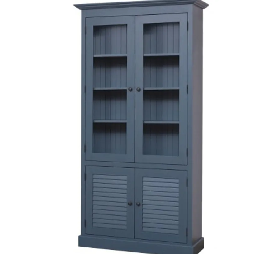 Casa Padrino Vitrine im Landhausstil mit 2 Glastüren, 110 x 39 x 210 cm