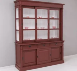 Casa Padrino Vitrine im Landhausstil mit 6 Schiebetüren, 3 Schubladen und Aufsatz, 180 x 51 x 220 cm