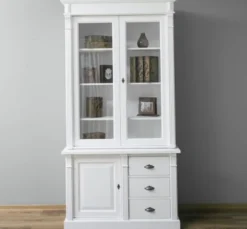 Casa Padrino Vitrine im Landhausstil mit 1 Tür, 120 x 51 x 228 cm