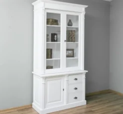 Casa Padrino Vitrine im Landhausstil mit 1 Tür, 120 x 51 x 228 cm