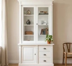 Casa Padrino Vitrine im Landhausstil mit 1 Tür, 120 x 51 x 228 cm
