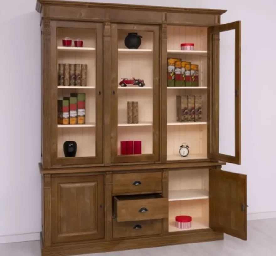 Casa Padrino Vitrine im Landhausstil mit 2 Türen, 183 x 51 x 228 cm