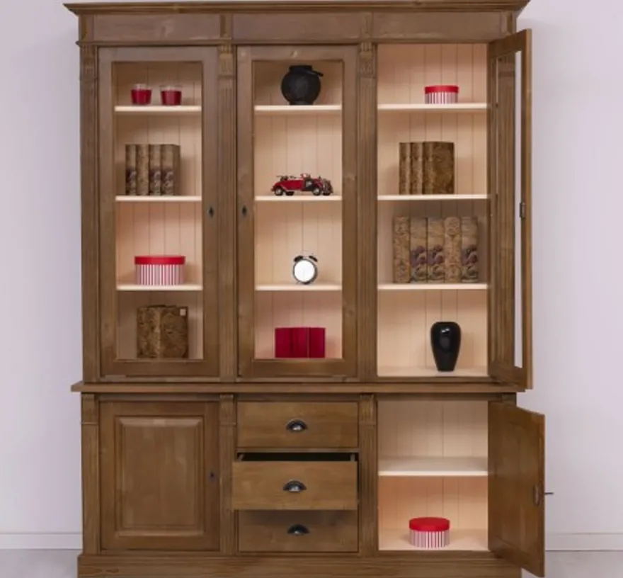 Casa Padrino Vitrine im Landhausstil mit 2 Türen, 183 x 51 x 228 cm