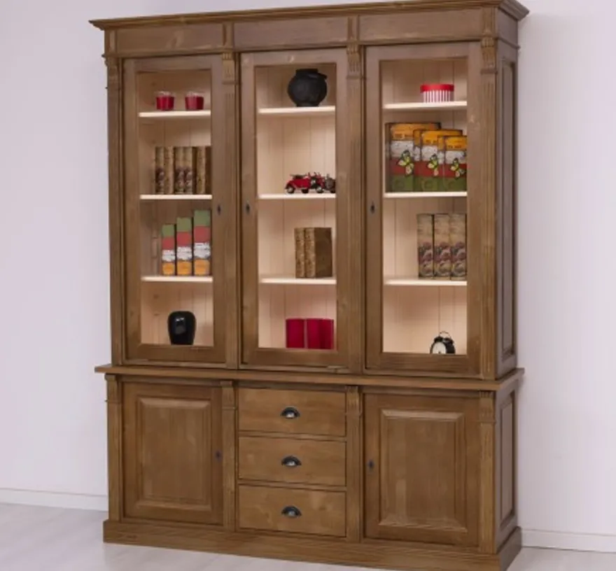 Casa Padrino Vitrine im Landhausstil mit 2 Türen, 183 x 51 x 228 cm