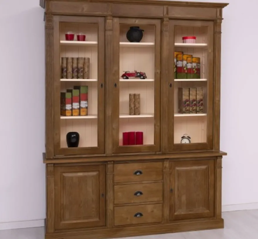 Casa Padrino Vitrine im Landhausstil mit 2 Türen, 183 x 51 x 228 cm