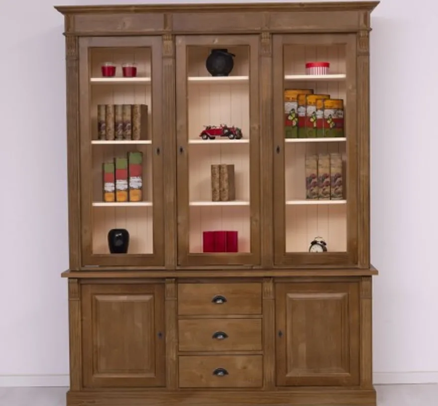 Casa Padrino Vitrine im Landhausstil mit 2 Türen, 183 x 51 x 228 cm