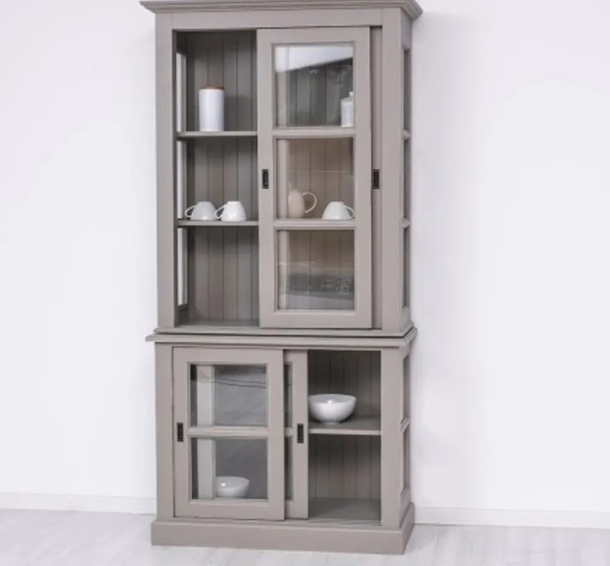 Casa Padrino Vitrine im Landhausstil mit 2 Türen, 110 x 47 x 220 cm